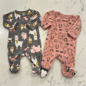 Carter's Gray and Pink Animal Print Footies